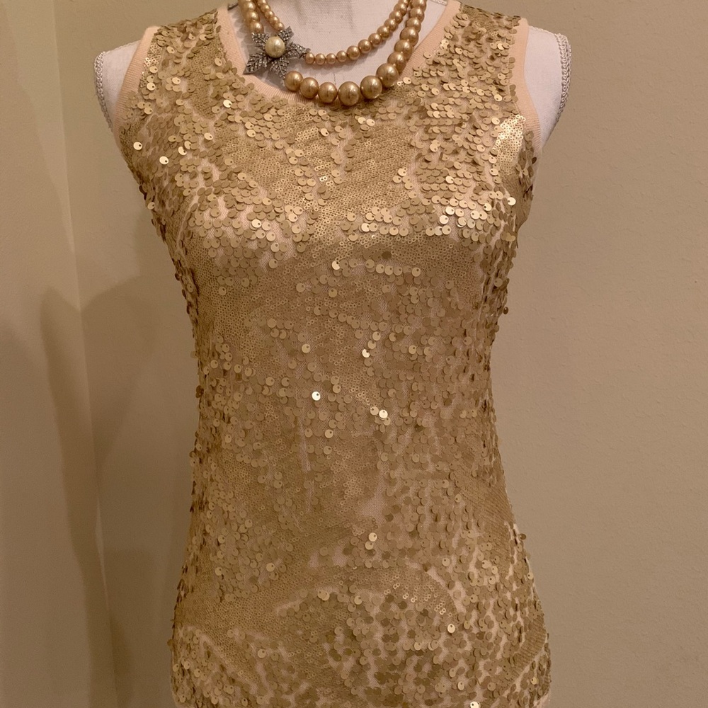89TH & Madison Sequin Gold Top S NWT